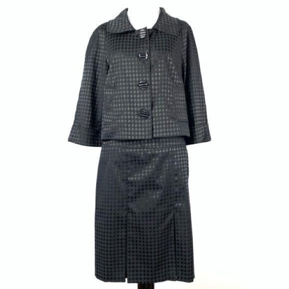 Vtg candies suit size M 7 Black houndstooth 90s career